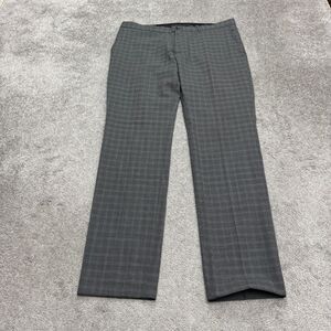 Sunwill Modern Dress Pants Mens 38L Gray Plaid Wool Blend Straight Trousers Work
